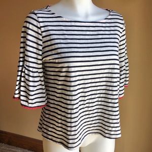 W5 Navy & White Cropped Tee with Red Details